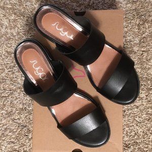 Women's  Heeled Two Band Slide Sandal